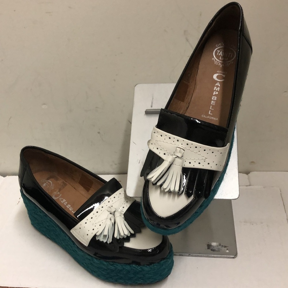 NWOB Jeffrey Campbell Oxford Patent Leather Jute Platform Espadrille